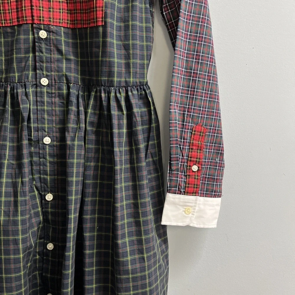 Polo Ralph Lauren Mixed Plaid Button Down Shirt Dress Size 16 Fit‎ Flare Preppy